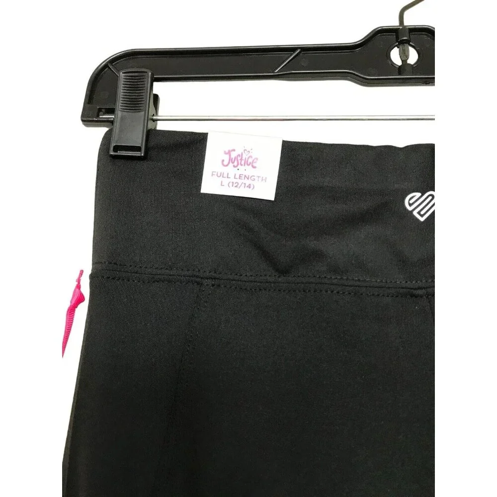 NWT Justice Active Girls Black High Waist Leggings‎ Pocket Cut Out Size 12/14